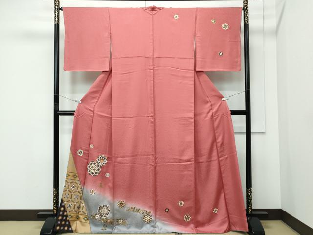平和屋着物●塩瀬　九寸開き名古屋帯　ろうけつ染め　木立　金彩　正絹　逸品　DABA1850ps 平和屋着物○塩瀬 九寸開き名古屋帯 ろうけつ染め 木立 金彩 正絹 逸品