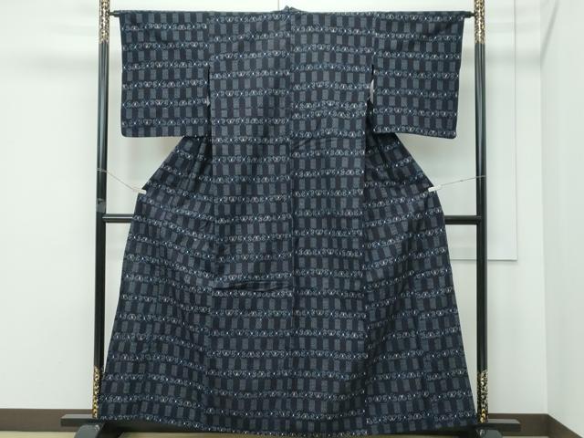 平和屋着物▽極上　久留米絣　単衣　亀甲舞蝶文　綿　逸品　CZAA5220s6_1