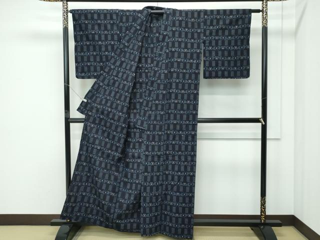 平和屋着物▽極上　久留米絣　単衣　亀甲舞蝶文　綿　逸品　CZAA5220s6_2