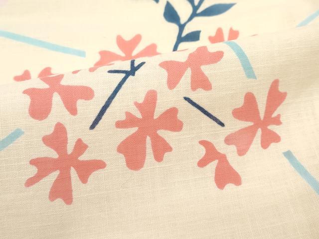 平和屋着物＊極上　夏物　竺仙　小紋・浴衣兼用　草花文　香色地　阪急百貨店扱い　綿　逸品　未使用　CZAA5231s6_5