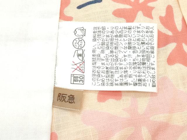 平和屋着物＊極上　夏物　竺仙　小紋・浴衣兼用　草花文　香色地　阪急百貨店扱い　綿　逸品　未使用　CZAA5231s6_8