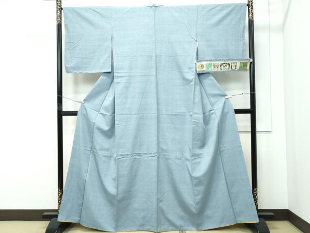 平和屋着物●極上　結城紬　奥順　はたおり娘　色無地　湊鼠色　証紙付き　逸品　未使用　CZAA5235s6_1