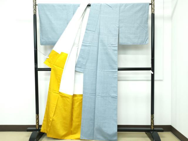 平和屋着物●極上　結城紬　奥順　はたおり娘　色無地　湊鼠色　証紙付き　逸品　未使用　CZAA5235s6_2