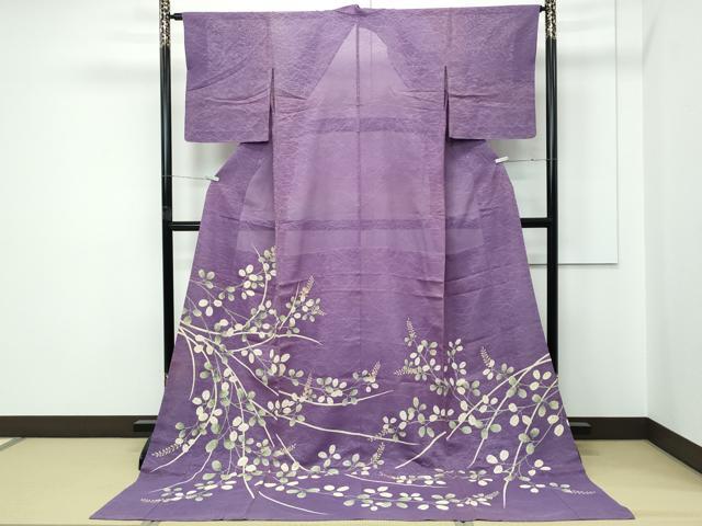 平和屋本店＊極上　夏物　色留訪問着　お引きずり・お引き摺り　舞妓　芸妓　萩　芝草紋紗　八掛付き　逸品　CZAA5247s6