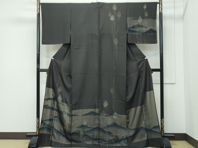 平和屋着物▽極上　訪問着　無双　紗袷　手描き　遠山樹林文　金彩　逸品　CZAA5304s6