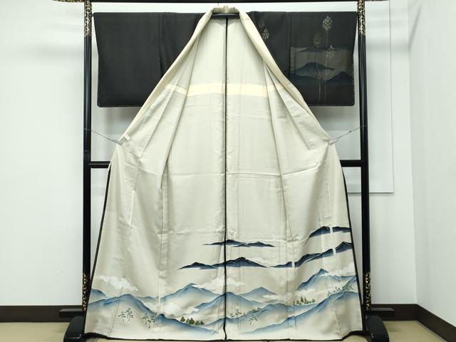 平和屋着物▽極上　訪問着　無双　紗袷　手描き　遠山樹林文　金彩　逸品　CZAA5304s6_2