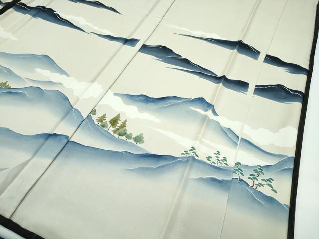 平和屋着物▽極上　訪問着　無双　紗袷　手描き　遠山樹林文　金彩　逸品　CZAA5304s6_7