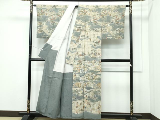 平和屋着物●極上　訪問着　中国三大刺繍　スワトウ刺繍　人物風景文　祇園祭　暈し染め　金糸　逸品　未使用　CZAA5305s6_1