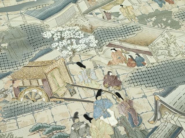 平和屋着物●極上　訪問着　中国三大刺繍　スワトウ刺繍　人物風景文　祇園祭　暈し染め　金糸　逸品　未使用　CZAA5305s6_4