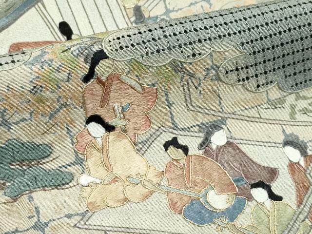 平和屋着物●極上　訪問着　中国三大刺繍　スワトウ刺繍　人物風景文　祇園祭　暈し染め　金糸　逸品　未使用　CZAA5305s6_7