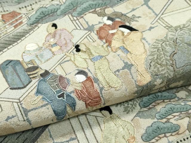 平和屋着物●極上　訪問着　中国三大刺繍　スワトウ刺繍　人物風景文　祇園祭　暈し染め　金糸　逸品　未使用　CZAA5305s6_8