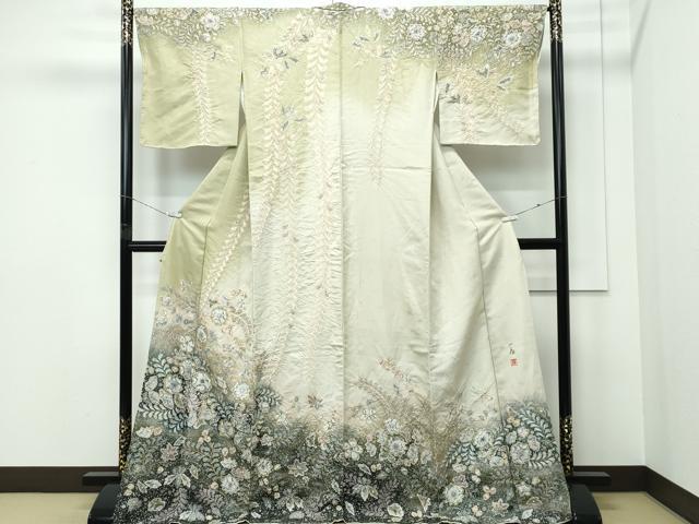 平和屋本店●極上　吉乃一廉　幻の辻が花　訪問着　辻が花　絞り　暈し染め　銀通し地　逸品　CZAA5320s6 平和屋本店○極上 吉乃一廉 幻の辻が花 訪問着 辻が花 絞り 暈し染め