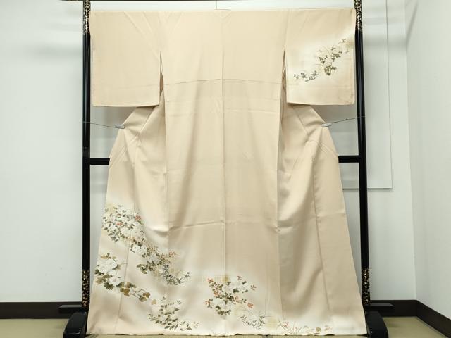 平和屋着物●極上　訪問着　草花文　暈し染め　金彩　枯色地　逸品　CZAA5332s6