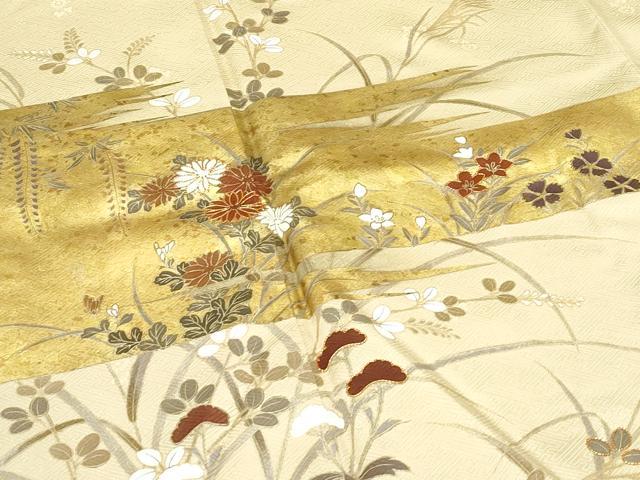 平和屋着物●極上　訪問着　駒刺繍　霞草花文　金彩　ブロンド色地　鈴乃屋扱い　逸品　CZAA5333s6_2
