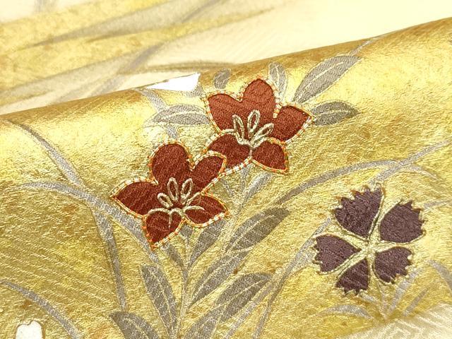 平和屋着物●極上　訪問着　駒刺繍　霞草花文　金彩　ブロンド色地　鈴乃屋扱い　逸品　CZAA5333s6_5