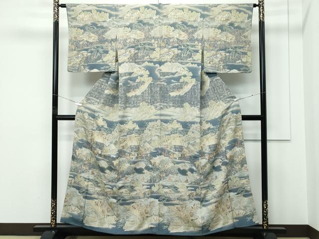 平和屋本店●極上　訪問着　中国三大刺繍　スワトウ刺繍　人物風景文　暈し染め　金糸　さが美扱い　逸品　CZAA5343s6