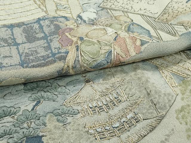 平和屋本店●極上　訪問着　中国三大刺繍　スワトウ刺繍　人物風景文　暈し染め　金糸　さが美扱い　逸品　CZAA5343s6_8
