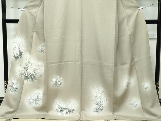 平和屋着物●極上　訪問着　手描き　草花文　暈し染め　灰汁色地　逸品　未使用　CZAA5350s6_3