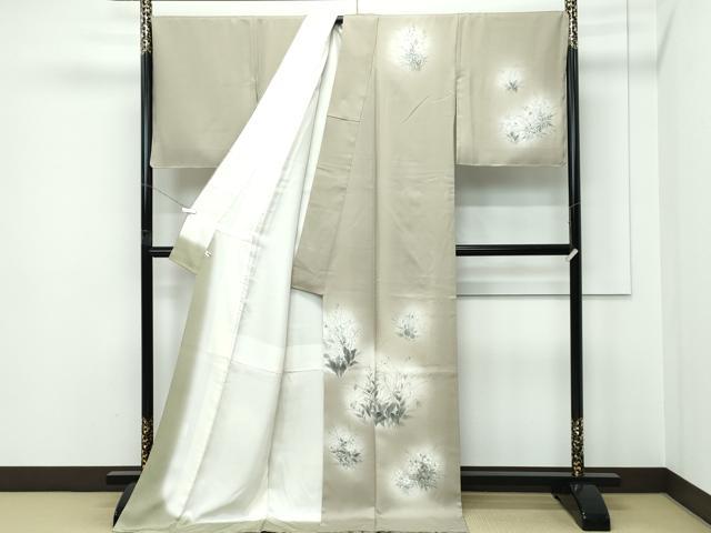 平和屋着物●極上　訪問着　手描き　草花文　暈し染め　灰汁色地　逸品　未使用　CZAA5350s6_1