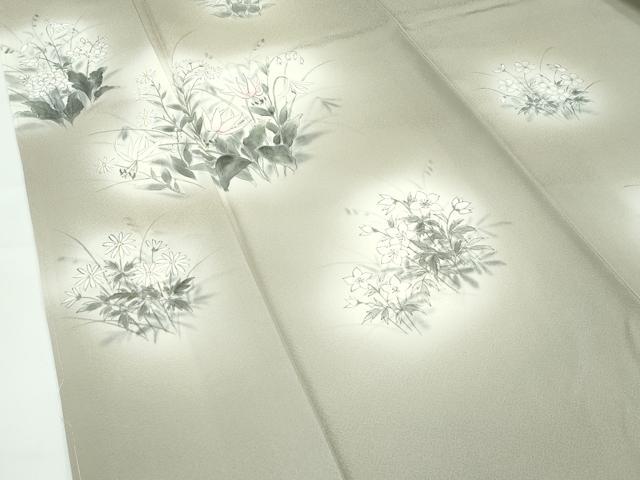 平和屋着物●極上　訪問着　手描き　草花文　暈し染め　灰汁色地　逸品　未使用　CZAA5350s6_5