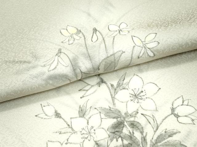 平和屋着物●極上　訪問着　手描き　草花文　暈し染め　灰汁色地　逸品　未使用　CZAA5350s6_8