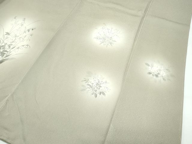平和屋着物●極上　訪問着　手描き　草花文　暈し染め　灰汁色地　逸品　未使用　CZAA5350s6_6