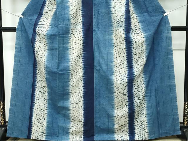 平和屋着物●極上　ぜんまい紬　本藍　間道　逸品　CZAA5376s6_3
