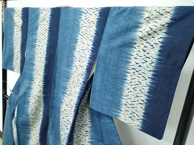 平和屋着物●極上　ぜんまい紬　本藍　間道　逸品　CZAA5376s6_2