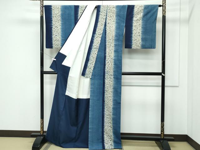 平和屋着物●極上　ぜんまい紬　本藍　間道　逸品　CZAA5376s6_1