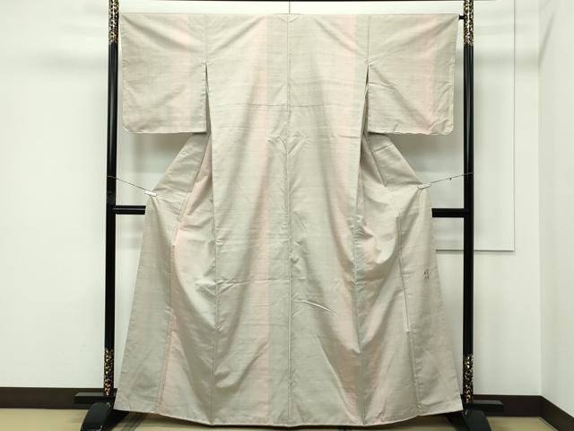 平和屋着物●極上　紅花紬　米沢　新田秀次　縞　逸品　未使用　CZAA5382s6_1