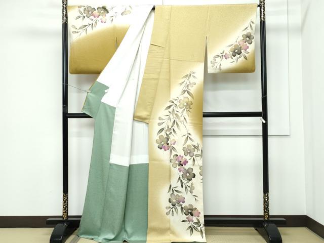 平和屋着物●極上　京の名門　じゅらく謹製　帝王紫　訪問着　刺繍　枝垂れ花文　暈し染め　金彩　逸品　CZAA5393s6