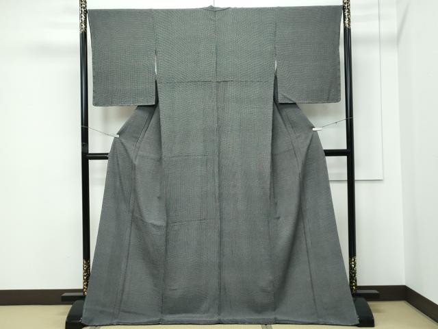 平和屋着物●極上　小紋師　鈴木秋治　江戸小紋　角通し　黒地　逸品　未使用　CZAA5394s6