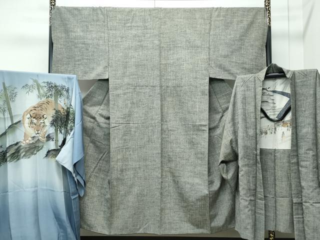 平和屋着物●極上　男性　紬　アンサンブル　長襦袢セット　霞文　逸品　CZAA5424s6 平和屋着物○極上 男性 紬 アンサンブル 長襦袢セット 霞文 逸品