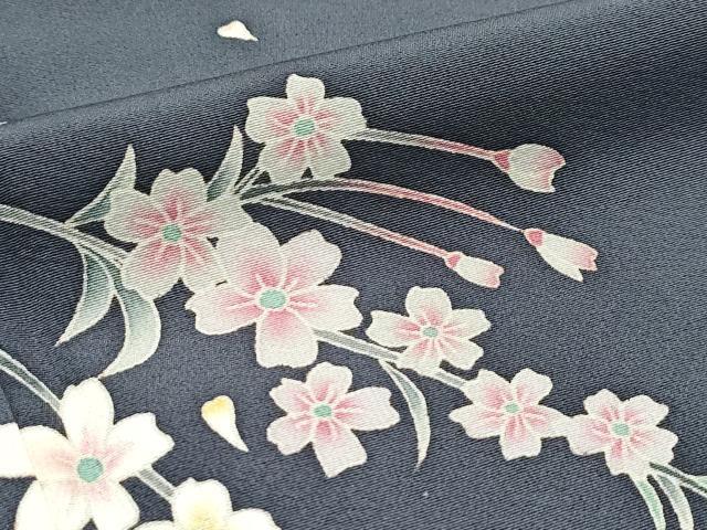 平和屋着物●極上　本加賀友禅作家　松島由美　訪問着　枝花文　墨色地　逸品　CZAA5435s6_5