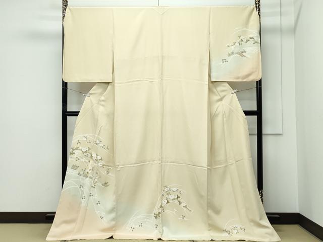 平和屋本店●極上　訪問着　流水枝花文　暈し染め　砥粉色地　逸品　CZAA5452s6 平和屋本店○極上 訪問着 流水枝花文 暈し染め 砥粉色