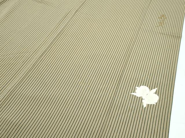 平和屋本店●極上　皇室デザイナー　中村乃武夫　訪問着　縞　胡蝶蘭　利休茶色地　逸品　CZAA5453s6 平和屋本店○極上 皇室デザイナー 中村乃武夫 訪問着 縞 胡蝶蘭 利休