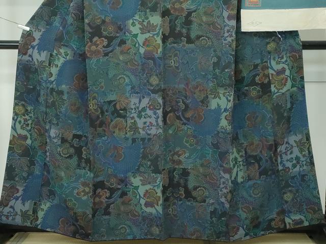 平和屋本店●極上　前田仁仙　仁仙更紗　小紋　仁仙花布　草木染　孔雀更紗花文　やまと誂製　反端付き　逸品　CZAA5454s6_3