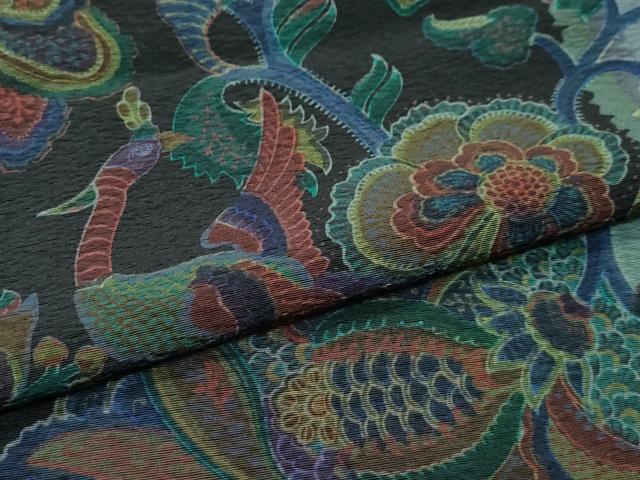 平和屋本店●極上　前田仁仙　仁仙更紗　小紋　仁仙花布　草木染　孔雀更紗花文　やまと誂製　反端付き　逸品　CZAA5454s6_6