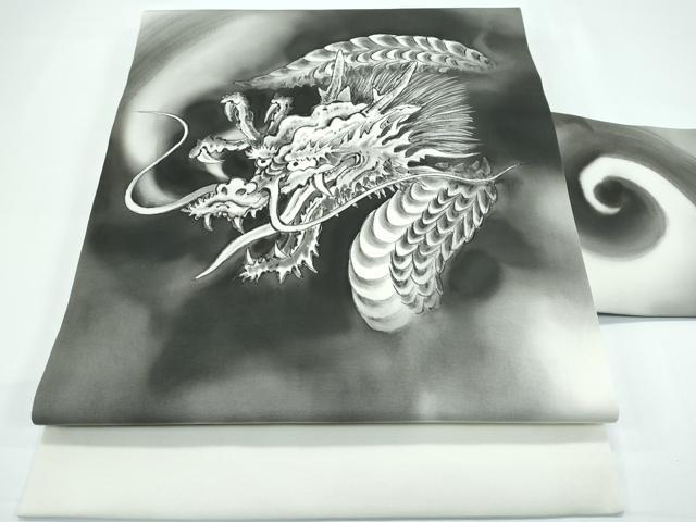 平和屋着物●極上　塩瀬　九寸名古屋帯　手描き　龍　逸品　未使用　CZAA5533s6