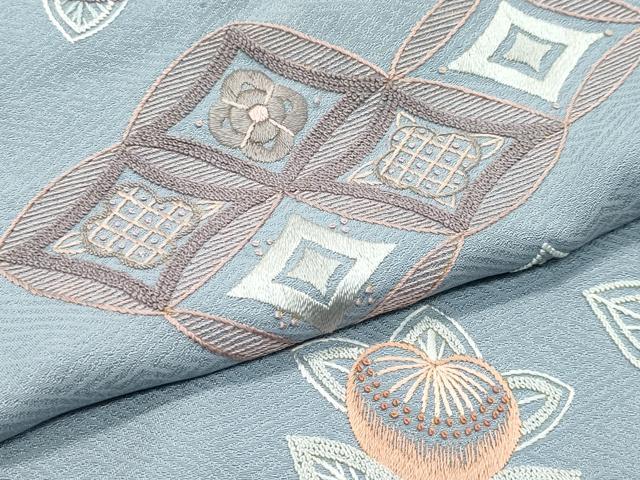 平和屋着物●極上　訪問着　総刺繍　蘇州刺繍　中国三大刺繍　相良刺繍　橘　七宝花文　銀糸　豆がら茶色地　逸品　未使用　CZAA5539s6_6