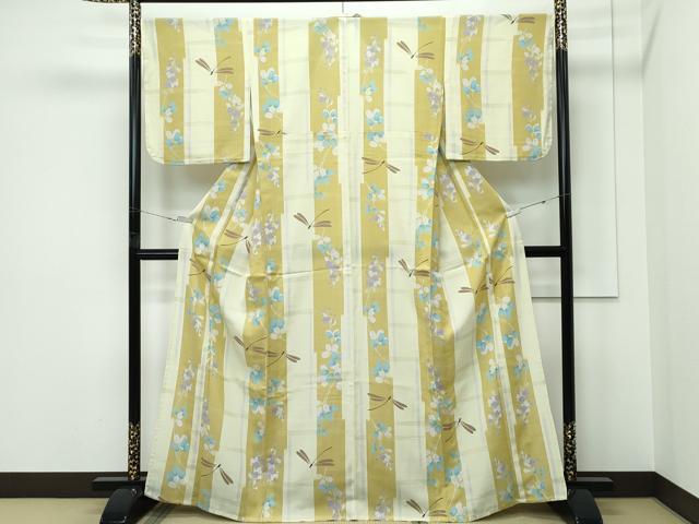 平和屋着物＊極上 夏物 撫松庵 小紋・浴衣兼用 セオアルファ トンボ 萩