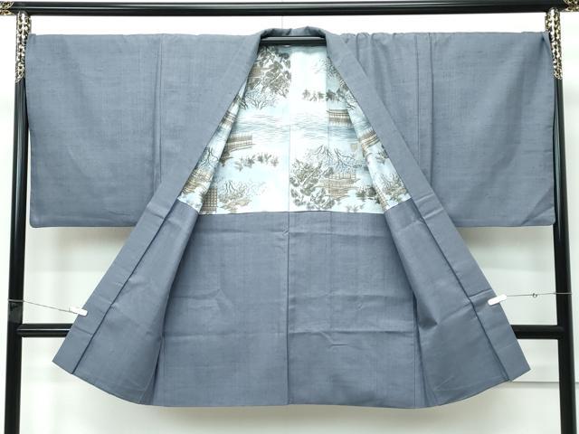 平和屋着物○極上 男性 紬 アンサンブル 色無地 錫色 逸品 CZAA5607s6