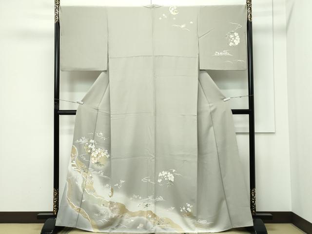 平和屋本店●極上　訪問着　駒刺繍　流水草花丸文　暈し染め　金彩　逸品　CZAA5611s6