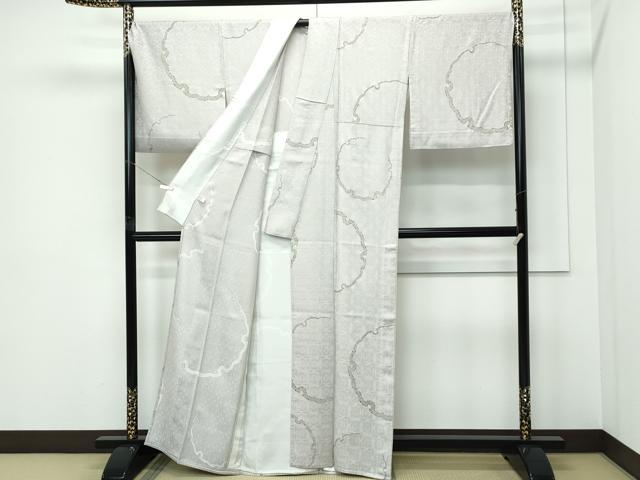平和屋着物▽極上　小紋　単衣　BANKANわものや　雪輪鹿の子文様　金彩　亜麻色地　逸品　CZAA5616s6 平和屋着物▽極上 小紋 単衣 BANKANわものや 雪輪鹿の子文様 金彩 亜麻