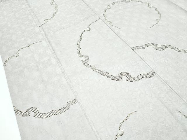 平和屋着物▽極上　小紋　単衣　BANKANわものや　雪輪鹿の子文様　金彩　亜麻色地　逸品　CZAA5616s6 平和屋着物▽極上 小紋 単衣 BANKANわものや 雪輪鹿の子文様 金彩 亜麻