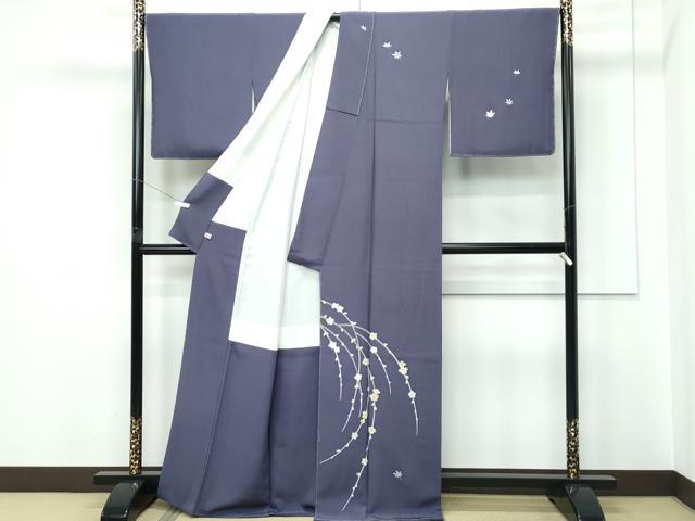 平和屋着物●極上　本加賀友禅作家　多崎元人　訪問着　枝梅楓文　藤煤竹色地　ほていや扱い　逸品　未使用　CZAA5645s6 平和屋着物○極上 本加賀友禅作家 多崎元人 訪問着 枝梅楓文 藤煤竹色