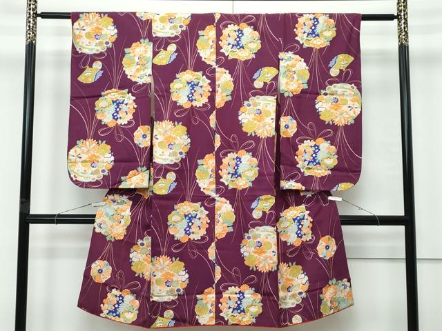 平和屋本店[]極上　アンティーク　大正ロマン　七五三　女の子　7歳　祝着　草花文　逸品　CZAA5692s6