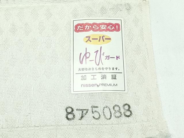 平和屋本店●極上　お召　紗袷　モール織　更紗花紋紗　鳩羽鼠色地　反端付き　逸品　CZAA5711s6_8