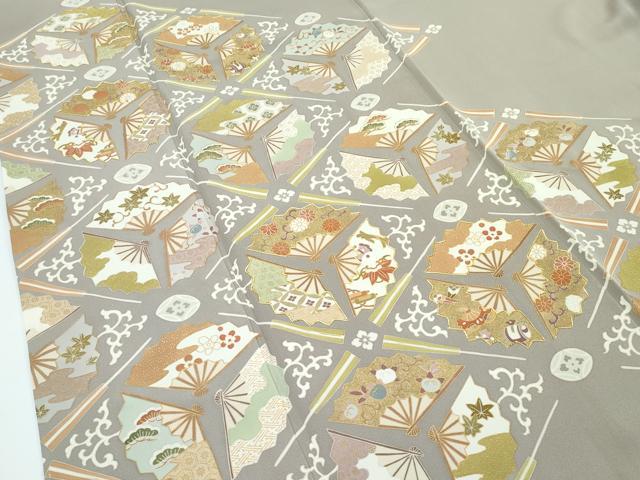平和屋本店●極上　創業460年・千總　色留袖　駒刺繍　扇花菱文　金彩　生壁色地　逸品　CZAA5719s6_3