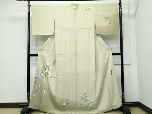平和屋本店●極上　京加賀友禅　百貫達雄　訪問着　草花文　暈し染め　蒸栗色地　銀座おゝぎ屋扱い　逸品　CZAA5742s6 46,800円